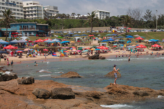 Holiday Makers Enjoying the Sea and Sun at Scottburgh, South Africa