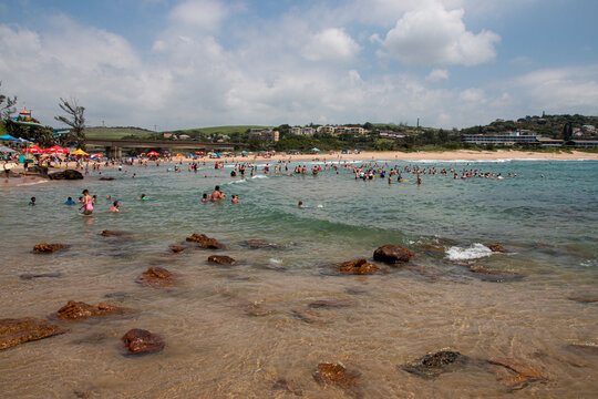 Holiday Makers Enjoying the Sea and Sun at Scottburgh, South Africa