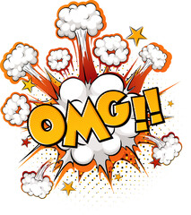 Comic speech bubble with omg text