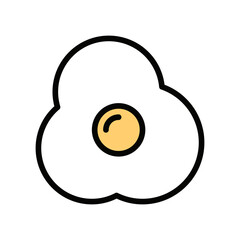 Fried Egg icon Design Template. Illustration vector graphic. simple flat color line style icon isolated on white background. Perfect for your web site design, logo, symbols of restaurants, cafe