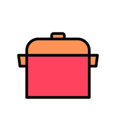 Cooking pan icon Design Template. Illustration vector graphic. simple flat color line style icon isolated on white background. Perfect for your web site design, logo, symbols of restaurants, cafe
