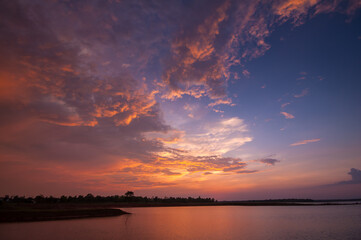 Beautiful twilight sky with cloud before sunset morning background image