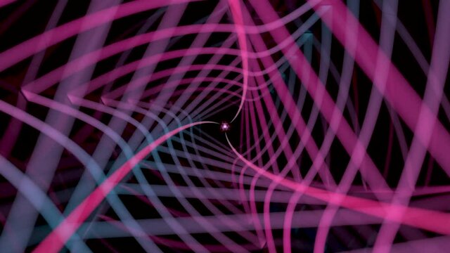 Magenta twist cubes with black background, 3d rendering.