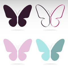 Fototapeta premium Vector group of butterfly on white background. Vector illustration for logo, icon, design element.