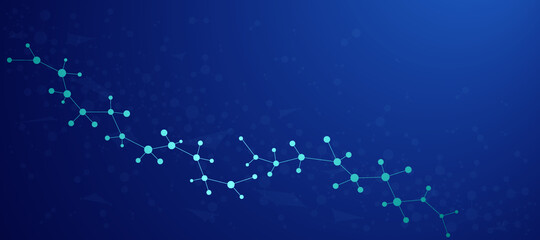 Molecular structure background. Abstract background with molecule DNA. Medical, science and technology concepts, vector illustration