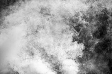 White smoke on a black background. Texture
