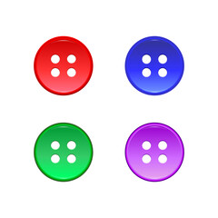 Sewing on buttons. 3d isolated on white background, vector illustration