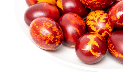 Painted eggs for Easter as a background.