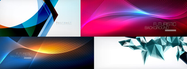 Set of various geometric design templates - abstract backgrounds