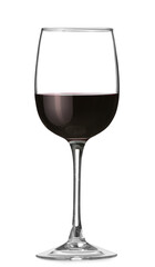 Glass of red wine on white background