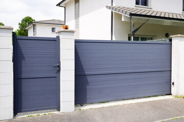 portal aluminum grey design metal wicket gray gate of suburb house and steel door access home garden