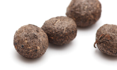 Rabbit excrement isolated over white