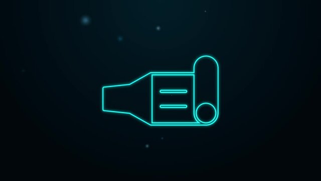 Glowing neon line Birthday party horn icon isolated on black background. 4K Video motion graphic animation