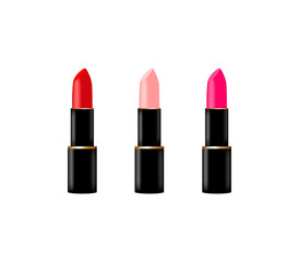 Women's lipstick in a vector on a white background. Lipstick vector illustration. - obrazy, fototapety, plakaty