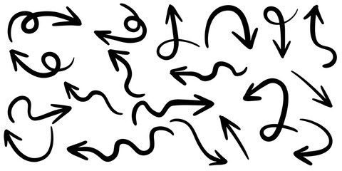 set of hand drawn arrows isolated on white background. for business infographic, banner, web and concept design.Vector doodle design elements.