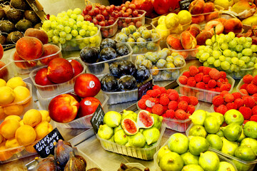 fresh fruits in the bazaar in barcelona ,spain