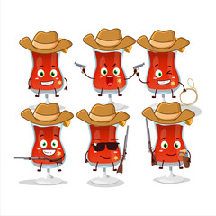 Cool cowboy cosmopolitan cocktail cartoon character with a cute hat