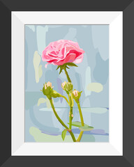 Digital painting of Roses in a frame.