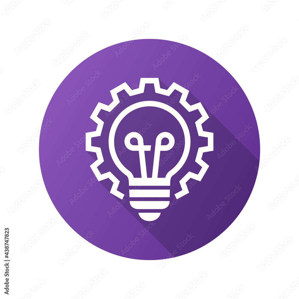 Poster development icon with long shadow for graphic and web design.