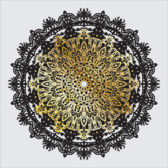 Black Gold Flower with Mandala