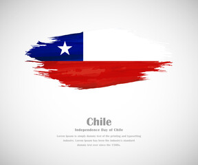 Abstract brush painted grunge flag of Chile country for Independence day