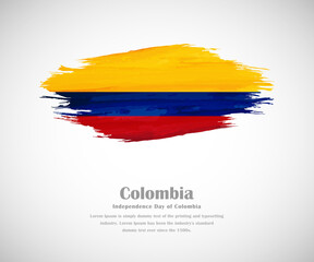 Abstract brush painted grunge flag of Colombia country for Independence day