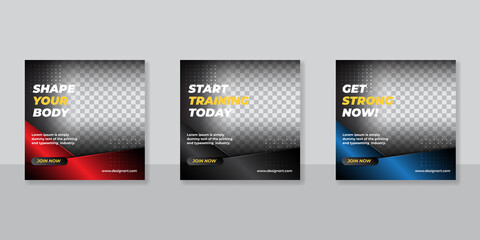 Gym and fitness social media post banner template