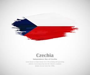 Abstract brush painted grunge flag of Czechia country for Independence day