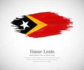Abstract brush painted grunge flag of Timor Leste country for Independence day