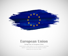 Abstract brush painted grunge flag of European Union country for europe day
