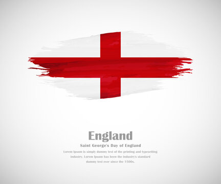 Abstract brush painted grunge flag of England country for saint georges day