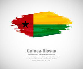 Obraz premium Abstract brush painted grunge flag of Guinea-Bissau country for Independence day