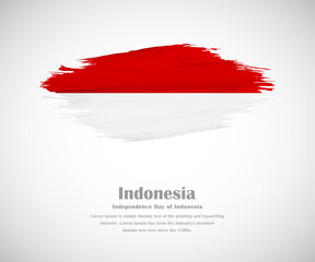 Abstract brush painted grunge flag of Indonesia country for Independence day
