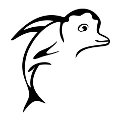 fish line icon. simple logo concept.  dolphin. Suitable for logo, icons and symbol. such as seafood restaurant logo, fishing companies