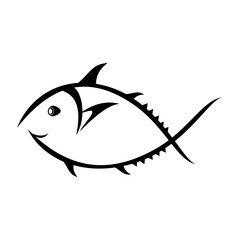 illustration of fish. fish line icon. simple logo concept. tuna. Suitable for logo, icons and symbol. such as seafood restaurant logo, fishing companies