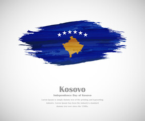 Abstract brush painted grunge flag of Kosovo country for Independence day