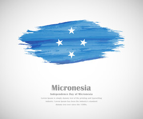 Abstract brush painted grunge flag of Micronesia country for Independence day