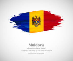 Abstract brush painted grunge flag of Moldova country for Independence day