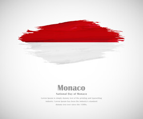 Abstract brush painted grunge flag of Monaco country for national day