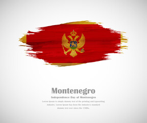 Abstract brush painted grunge flag of Montenegro country for Independence day
