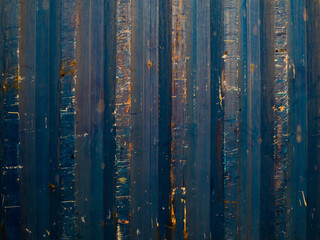 Old rusty zinc sheet with dirty blue painted on the surface for background texture