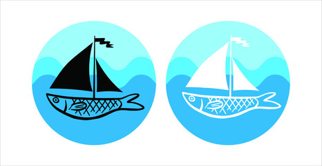 sailing boat on the sea modern logo
