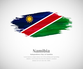 Abstract brush painted grunge flag of Namibia country for Independence day
