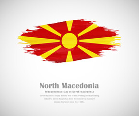 Abstract brush painted grunge flag of North Macedonia country for Independence day