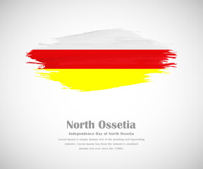 Abstract brush painted grunge flag of North Ossetia country for Independence day