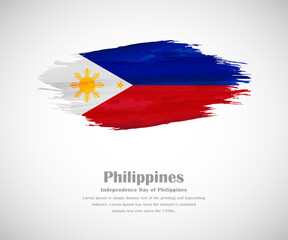 Abstract brush painted grunge flag of Philippines country for Independence day