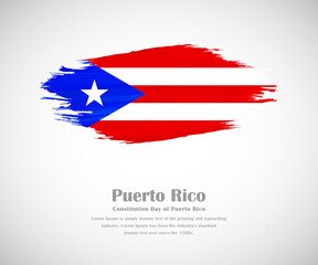 Abstract brush painted grunge flag of Puerto Rico country for Constitution day