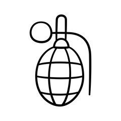 Doodle hand combat grenade. Children drawing of war grenade. Vector illustration in doodle style on white background.