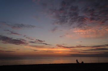 Fototapeta na wymiar Colorful sunset in beach, Latvia.