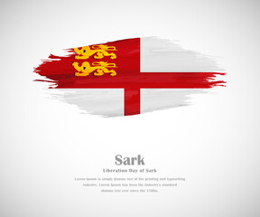 Abstract brush painted grunge flag of Sark country for Liberation day
